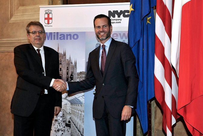 ranco D’Alfonso, Assessore al Commercio, Turismo e Marketing Territoriale del Comune di Milano, e Fred Dixon, Presidente e CEO di NYC & Company