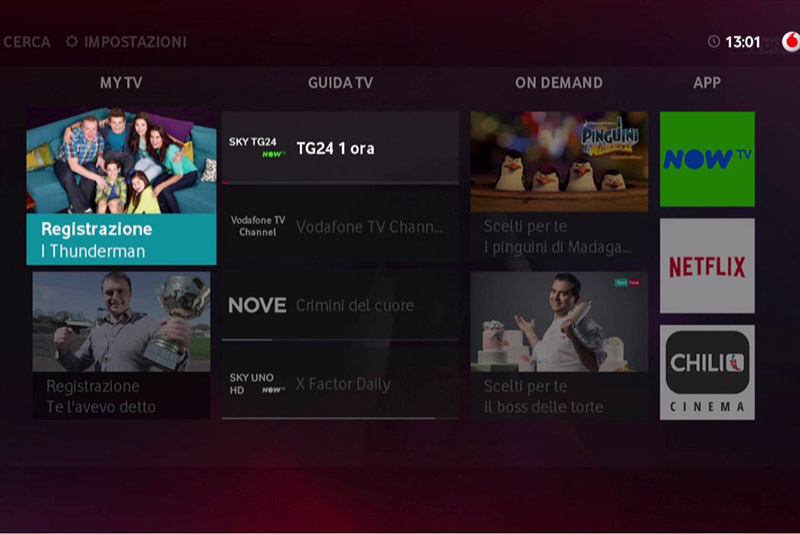 Al via la Vodafone TV: 10 euro al mese con Now Tv, Discovery, Netflix e Chili