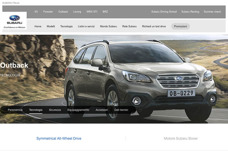 Upgrade Multimediale nuovo sito Subaru