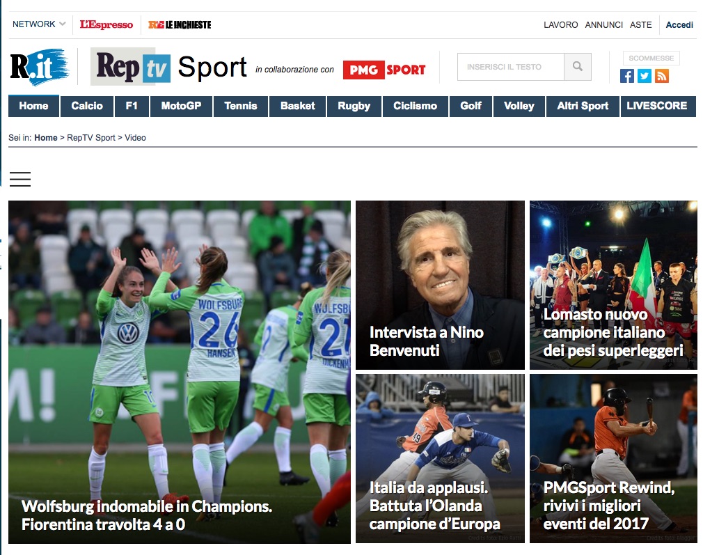 Repubblica.it lancia canale video dedicato allo sport