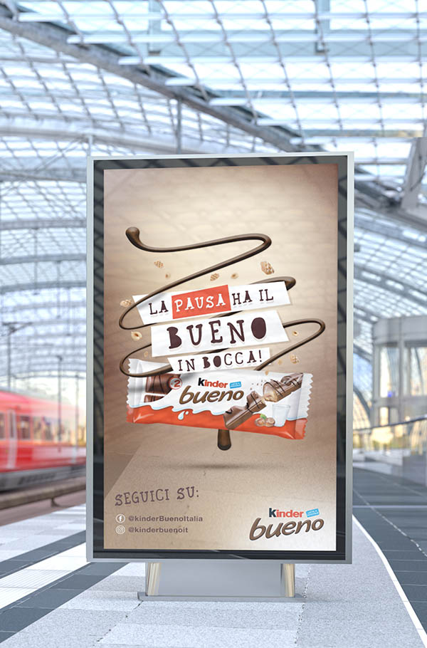 Hub09 porta Kinder Bueno sugli schermi di Grandi Stazioni