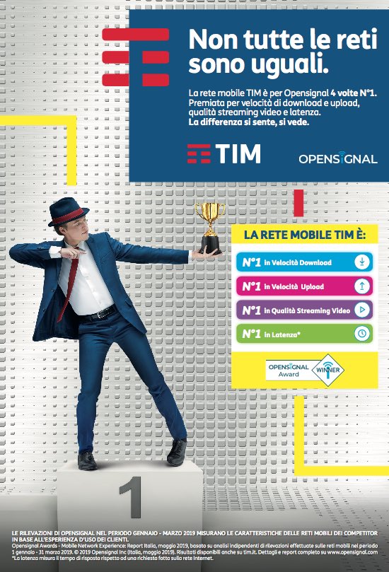 La rete mobile di Tim premiata da Opensignal Awards