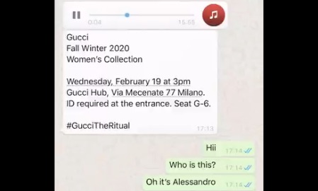 Gucci rompe di nuovo i riti della moda e invita gli ospiti con un vocale  (più sostenibile)