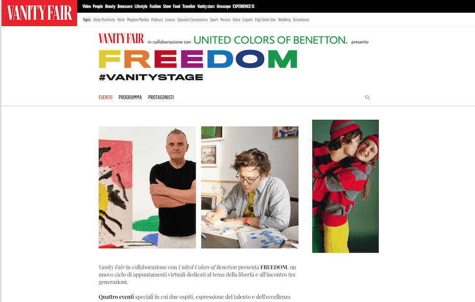 Vanity Fair in collaborazione con United Colors of Benetton lancia ciclo di incontri virtuali Freedom