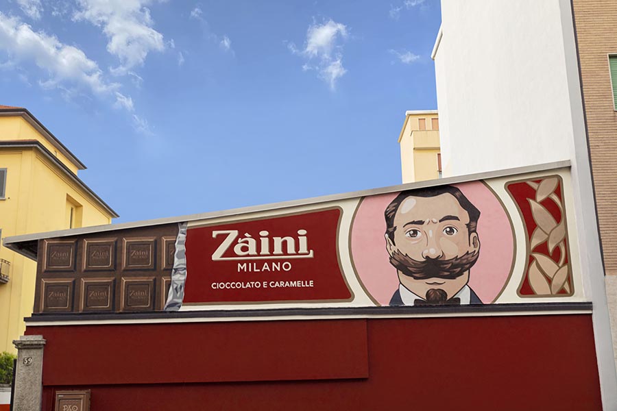 Il cioccolato Zàini protagonista del nuovo murale di Pao