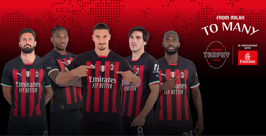 Il Milan insieme a Emirates celebra lo scudetto con un tour globale